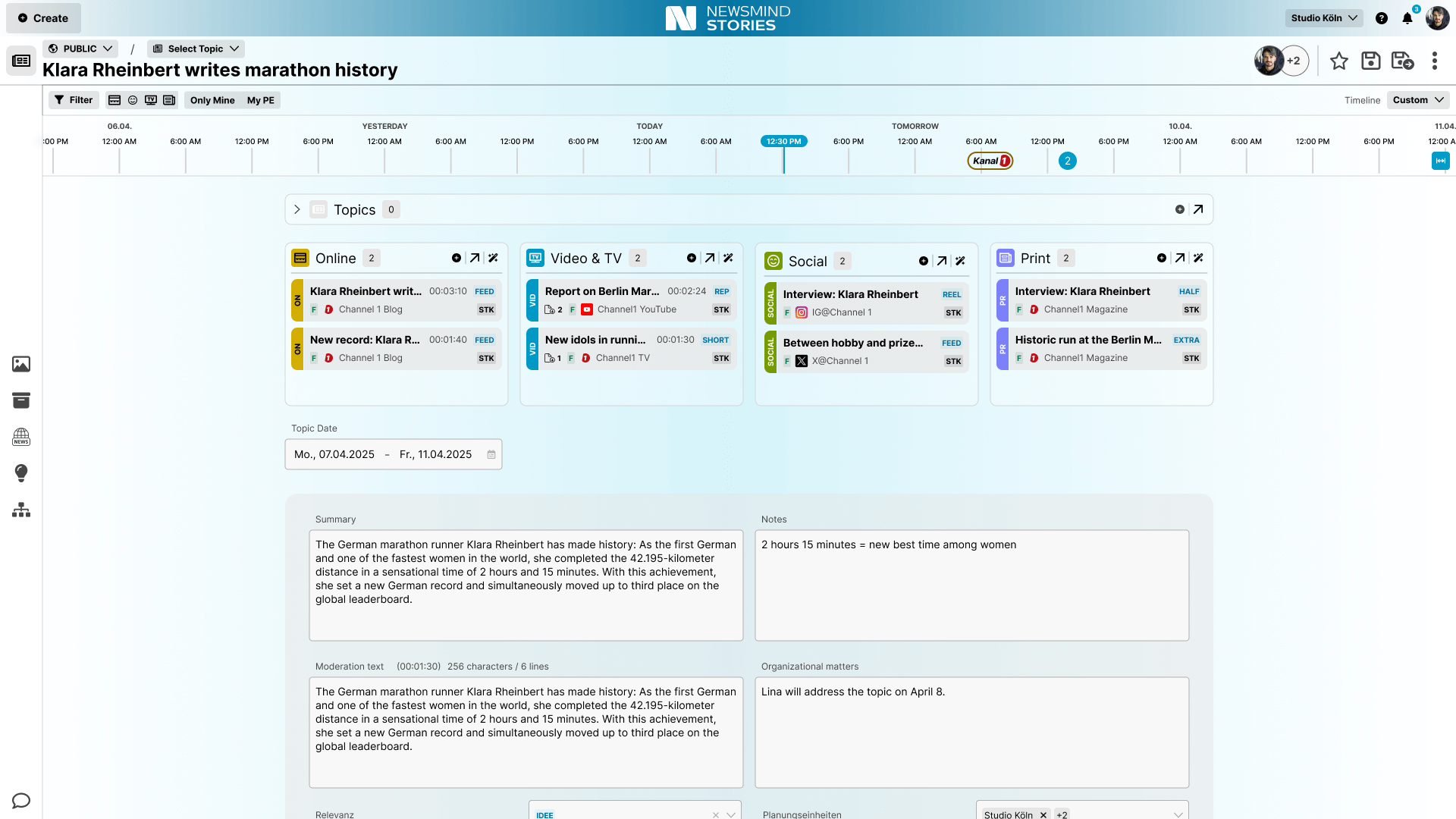 Content Planung mit Newsmind Stories