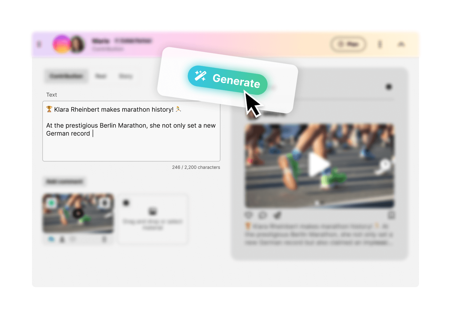 Social Media Texte generieren in Newsmind Stories