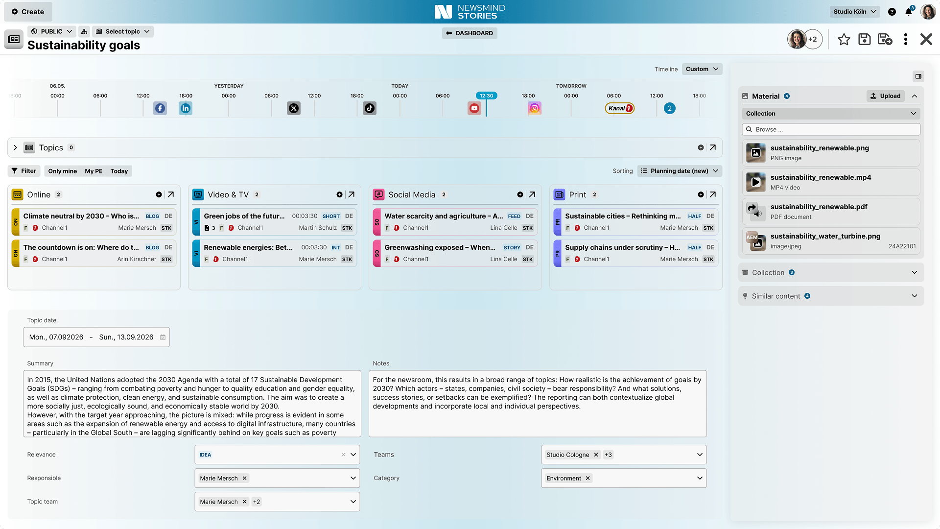 Content Planung mit Newsmind Stories